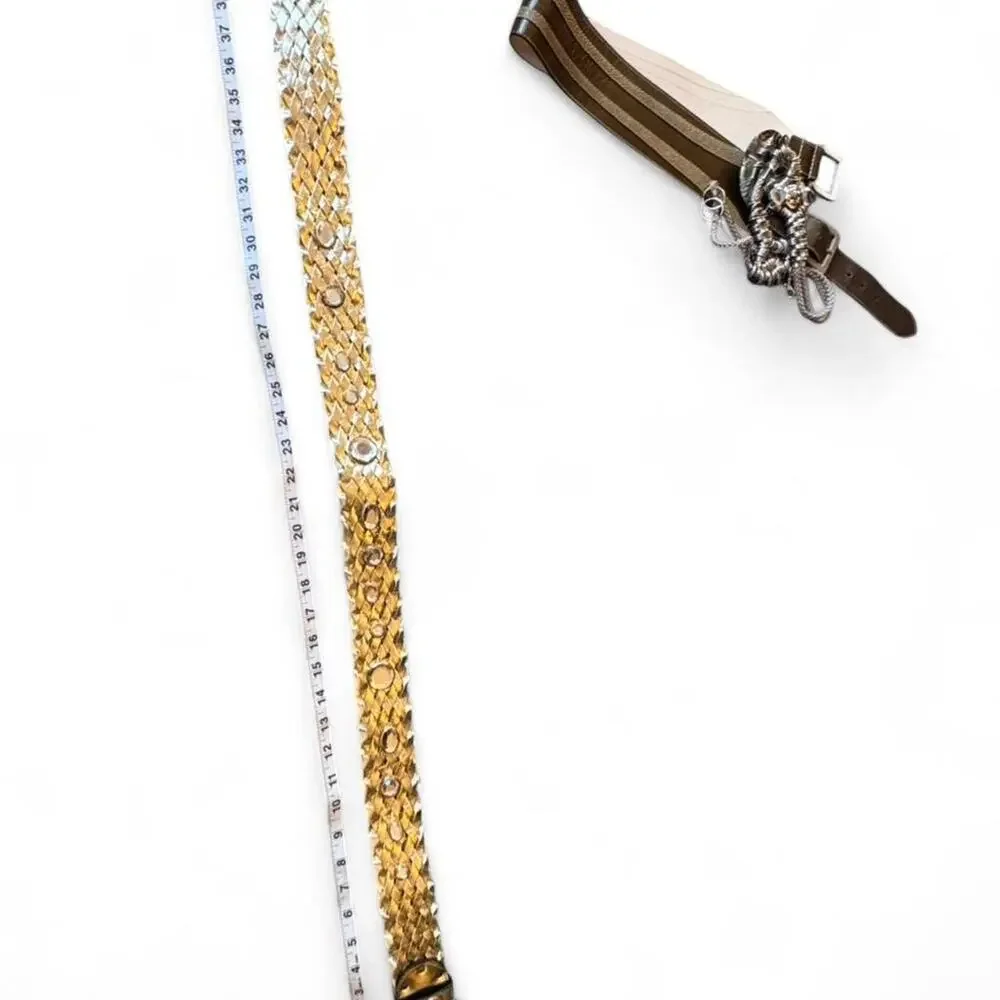 Gold braided belt with rhinestones